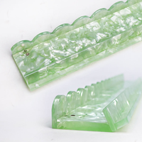 Règle de Mahjong de Luxe Moderne Pliable Portable en Acrylique Vert Coquille de Haute Qualité, Base de Cartes Américaines à Motif Nacre, Ensemble de 4 Pièces