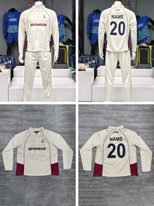 طقم زي رياضي خفيف الوزن ومقاوم للتجاعيد وقابل للتمدد في أربعة اتجاهات، بتصميم عصري ومقاسات كبيرة، مع إمكانية تخصيص اسم الفريق لملابس الكريكيت - Product Image 4