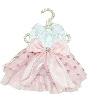 Robe de princesse pour animaux de compagnie, jupe en Tulle rose avec imprimé cœur pour chiens et chats, tenue d'été en Polyester, vêtements quatre saisons - Product Image 5