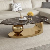 Table basse moderne nordique ovale YuanChang table basse dorée en marbre blanc unique pour le salon