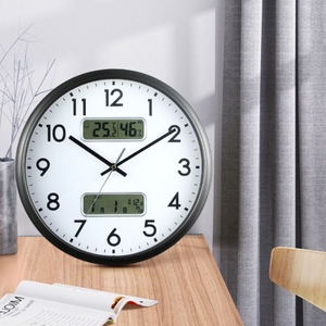 13 inch dual-màn hình LED hiển thị đồng hồ treo tường phòng khách nhiệt độ và độ ẩm lịch đa chức năng đồng hồ - Product Image 5