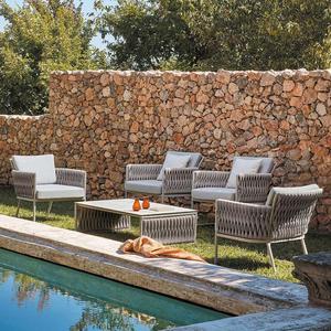 Ensemble de canapé moderne en <span class=keywords><strong>rotin</strong></span> et alliage d'aluminium pour l'extérieur, <span class=keywords><strong>chaise</strong></span> de table pour balcon en plein air, imperméable et solaire, pour les loisirs dans la cour - Product Image 2