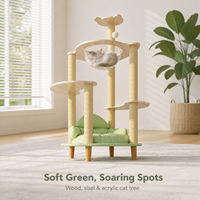 Grand arbre à chat respirant et résistant à l'humidité avec capsule spatiale transparente, lit-canapé pour animaux de compagnie, tour pour chat robuste et durable pour plusieurs chats