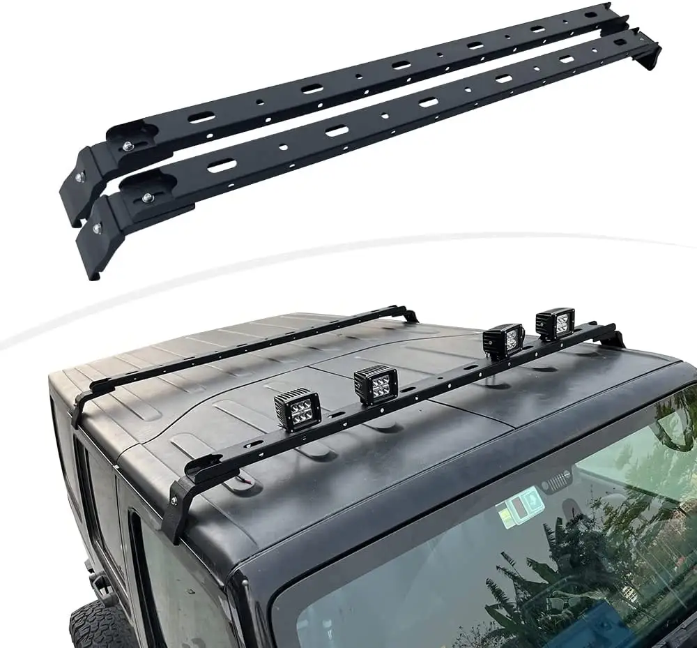 Поперечные рейки на крышу, грузовые перевозки, совместимые с 2007-2022 Jeep Wrangler JK JL Gladiator JT 2/4, двери (с 4 светодиодными лампами)