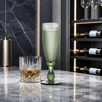 Gobelet à vin vintage en verre épais 150 ml, verrerie à motif diamant pour les fêtes