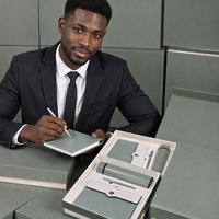 Coffret Cadeau d'Affaires de Haute Qualité : Carnet de Luxe A5 Imprimé UV, Stylo en Laiton, Mug en Acier Inoxydable 304, Gravure Personnalisée