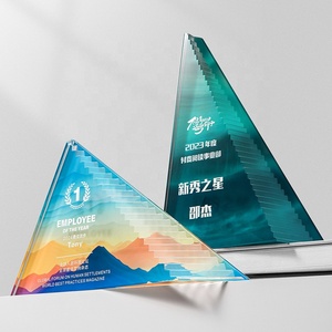Placa de prisma biselada personalizada al por mayor - Premio de escalera de cristal óptico grueso - Product Image 4