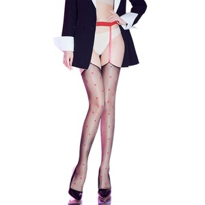 Heart-Shaped Polka Dot Suspender Stockings Ultra-Thin Glossy Thigh High Transparent For Women - Product Image 5