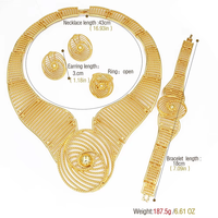 Ensemble de bijoux pour femmes tendance, plaqué or 18 carats, collier, boucles d'oreilles, bracelet, bague, 4 pièces, ensemble complet de bijoux, vente en gros, haute qualité