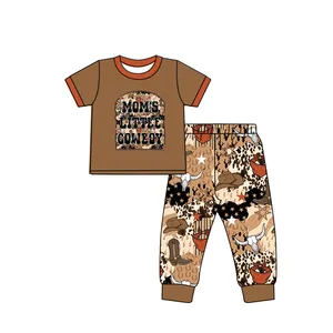 Customization OEM mama's little boys clothing children's cowboy clothes sets baby western brown outfits