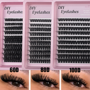 Cils en grappe individuels effet duveteux à pointes, logo personnalisé, longueurs mixtes, marque privée, cils en grappe 60D 80D 100D, vente en gros - Product Image 1