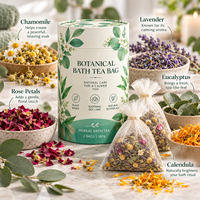 Sachet de bain botanique premium, mélange d'herbes et de fleurs séchées naturelles (Rose, Lavande, Camomille) pour bain relaxant à domicile, vente en gros