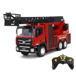 1:18 semi-alliage télécommande échelle aérienne camion de pompiers 9 canaux radiocommande pulvérisation d'eau pompier jouet pour Huina 1361 rc