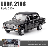 Escala 1:24 Lada 2106 Diecast aleación coche de juguete sonido luz Pullback modelo con adorno decorativo Coche Modelo coche de juguete
