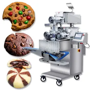 2023 Máquina automática de incrustaciones de galletas de relleno de chocolate de tres tolvas de doble color