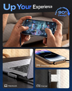 Cable USB C a USB C 2 en 1, 240W, Carga Rápida, Soporte para Teléfono Integrado, Cable Trenzado Tipo C de 1.5 Metros con Conector en T de 90 Grados - Product Image 4