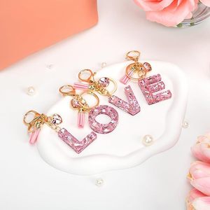 Nouveau style esthétique mignon, porte-clés à pampilles en forme de cœur avec 26 lettres de l'alphabet anglais (A-Z), pendentif de sac - Product Image 3