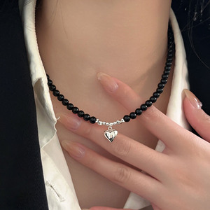 Yinruitai-collar de plata de ley S925 con cuentas de ágata negra para mujer, estilo vintage, joyería de moda INS, uso diario - Product Image 3