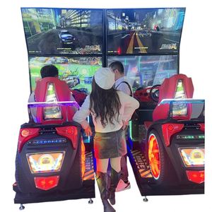 Nouvelle Console d'Arcade Dynamique Intérieure à Quatre Écrans, Simulateur de Course à Monnayeur avec Deux Écrans de Course Concurrents (Version Anglaise) - Product Image 1