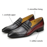 Herren Echtleder-Slipper mit Brogue-Muster und Elastischem Band, Formelle Business-Slipper für Hochzeit, Büro & Feiern