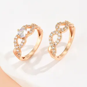 Новейшие модные ювелирные изделия кольцо ювелирные изделия двойной палец кольцо 18K позолоченные обручальные парные кольца для женщин