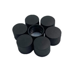 Fast Delivery <strong>Black</strong> 20 410 Ribbed Plastic PP Screw Cap Skirt Lid with Peel Induction <strong>Seals</strong> for PE and PET Bottles - Product Image 1