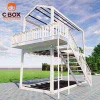 Casa Contenedor Desmontable Cbox Ecológica, Nueva, Prefabricada, Modular, de 2 Pisos, para Oficina, Cafetería, Villa, Casas Pequeñas con Garaje y Techo a Dos Aguas