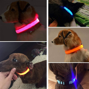 <span class=keywords><strong>Collar</strong></span> LED de nailon para perros y mascotas, seguridad nocturna ajustable, intermitente, que brilla en la oscuridad, correa para perros, collares fluorescentes luminosos para perros - Product Image 2