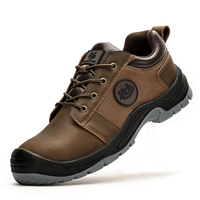Zapatos de Seguridad de Alta Calidad, Zapatos de Seguridad Antideslizantes de Cuero Crazy Horse para Hombre, con Puntera de Acero, Protección Contra Impactos y Perforaciones