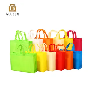 Bolsa no tejida laminada de lámina reciclada barata de diseño personalizado Golden 2020, bolsa de compras no tejida reutilizable plegable