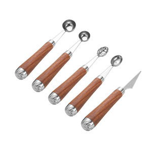 Rosewood <b>Ice</b> <b>Cream</b> Scoop Set 304 Stainless Steel Manual Fruit <b>Ball</b> Scoop For Platter Making - Product Image 1