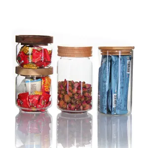 畅销高硼硅酸盐玻璃罐，带竹盖食品保存安全