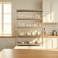 Étagère de rangement en acier inoxydable à 4 niveaux, résistante, pour restaurant, cuisine, hôtel