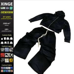 Ensemble sweat à capuche et pantalon de survêtement court en coton épais délavé à l'acide, style streetwear vintage, personnalisable pour fabricants de hoodies - Product Image 1