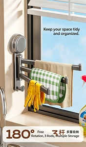 Wholesale Drill-Free Modern Minimalist Bathroom Towel <b>Rack</b> 3-Layer Swivel Towel Bar Bulk Wall-Mounted Storage - Product Image 3