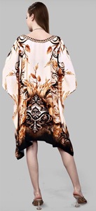 Robe longue caftan africaine en viscose pour femme, coupe ample, style poncho tunique kimono, aspect satiné soyeux, mode bohème pour les vacances et les stations balnéaires - Product Image 4