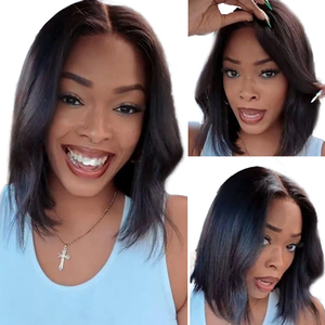 Perruque Yaki Straight Bob à cordon de serrage, <span class=keywords><strong>cheveux</strong></span> humains, sans colle, pré-coupée, 7x5 HD, Bye Bye Knots, perruque à dentelle frontale, pré-épilée, nœuds invisibles - Product Image 1