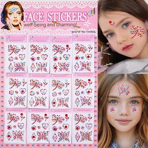 Adesivi per Viso per Bambini in Acrilico di Alta Qualità, Design Misto, Tatuaggi Adesivi Glitterati alla Moda per Trucco Festivo, Vendita all'Ingrosso - Product Image 6