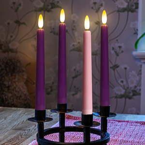 Vela de Adviento LED de 8 Pulgadas de Alto, Funciona con Batería, con Control Remoto, sin Llama, <span class=keywords><strong>3</strong></span> Rosas y 1 Morada - Product Image 2