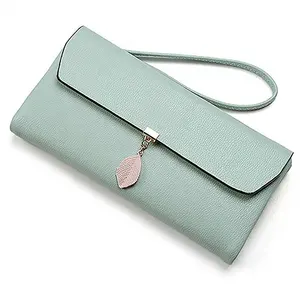 Soft synthetic leather with snap and zipper closure design women leather wallet