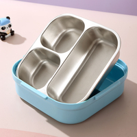 Icen B171 Camera-vormige rechthoekige bento lunchbox met 3 compartimenten, plastic deksel, magnetronbestendig, lekvrij, voedselveilig, BPA-vrij