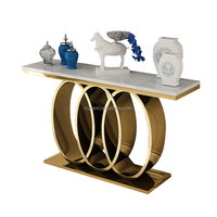 Console de rangement pour meubles d'intérieur, en marbre, en acier inoxydable, doré, de haute qualité, 1 pièce