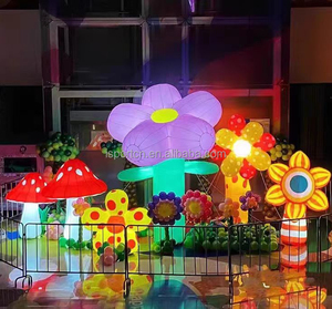 Nouvelle conception <span class=keywords><strong>Alice</strong></span> Wonderland parc à thème ballon <span class=keywords><strong>au</strong></span> sol gonflable fleurs gonflables en grappes modèle idées de fête décoratives - Product Image 5