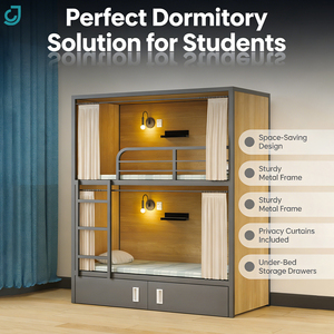 Двухъярусная металлическая кровать Jingchen по низкой цене, высокого качества, для студентов, для школ и общежитий - Product Image 3