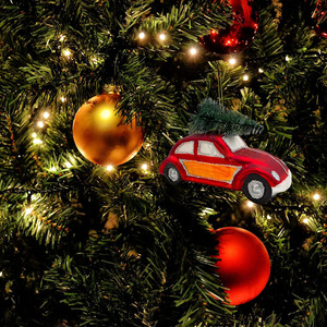 Factory Luxury Handmade UV Printed Blown Glass Ornaments Unique Red <b>Mini</b> Car Design for <b>Christmas</b> Holiday Season Home Decor - Product Image 3