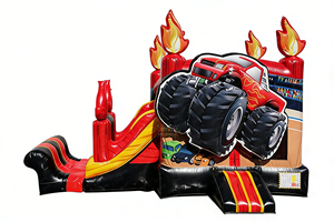 Castillo Inflable de PVC de Grado Comercial con Diseño de Camioneta Monstruo con <span class=keywords><strong>Llamas</strong></span>, 4mx4mx4m, Capacidad de 500KG, Fácil de Instalar - Product Image 3
