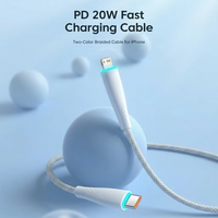 Cable Trenzado USB C a Lightning con Carga Rápida PD de 20W, Material TPE Ecológico, Cable de Sincronización Resistente para Teléfonos 8-14