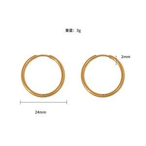 Hoop Earrings Gold Plated Stainless Steel Geometric Circle Everyday Wear - Product Image 4