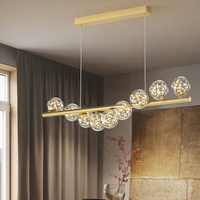 Nordisches 3D-Kugeldesign Langstreifen-LED-Lichtquelle Glaslampenschirm Minimalistische Hängelampe für Restaurant Esszimmer