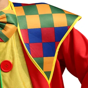 Hochwertiges Halloween-Erwachsenen-Lachen-Zirkus-Clown-Kostüm für Herren Jumpsuit Weihnachten Joker-Kleid-Set Karneval Geschenk